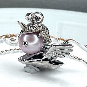 Handmade Freshwater Edison Pearl 13mm Character Unicorn 🦄 Rhodium Plated Pendant